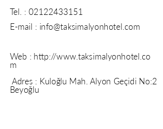 Alyon Hotel Taksim iletiim bilgileri